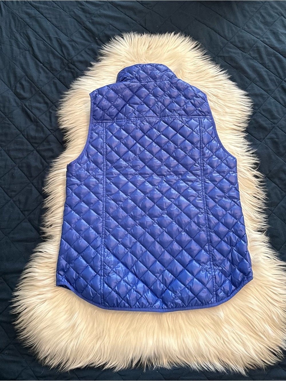 J. Crew Vibrant Blue Snap-Front Quilted Puffer Vest with Gold Hardware | Small - Picture 7 of 8
